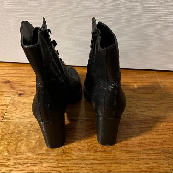 Naturalizer Callie Black Leather Lace Up Heeled Boots Size 7.5 - Picture 4 of 6